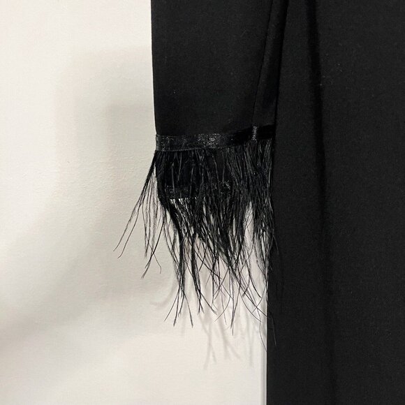 Good Time USA Romper Sz S Black One Feather Trimmed Sleeve Jumpsuit‎ Size Small - Picture 6 of 10